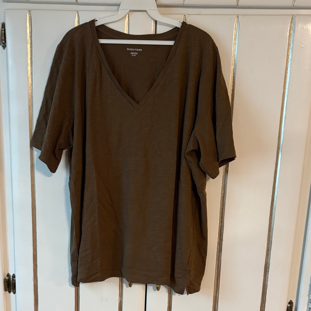 Eileen Fisher Brown V-Neck Top